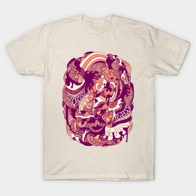 Peach Abstract Wave of Thoughts No 2 T-Shirt by kenallouis